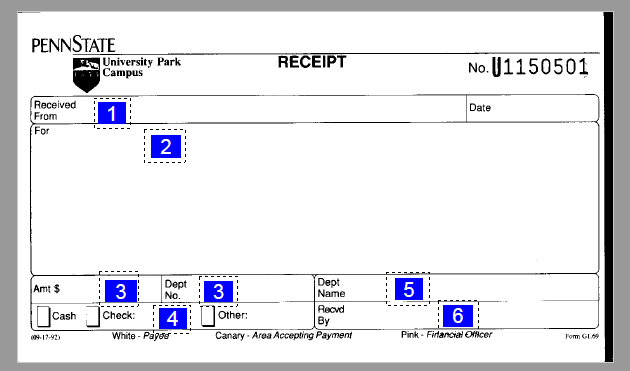 Image of Exhibit A - Prenumbered Receipt - University Park